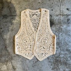 画像1: IVORY COLOR CROCHET DESIGN VEST / Ladies M (1)