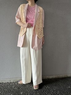 画像10: IVORY COLOR CROCHET DESIGN VEST / Ladies M (10)