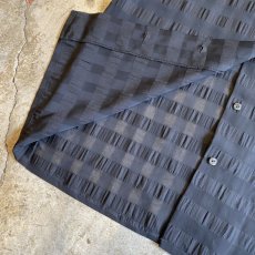 画像8: SHEER CHECK PATTERN DESIGN BLACK COLOR SHIRT / Ladies M (8)