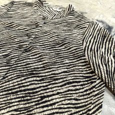 画像4: ZEBRA PATTERN STAND COLLAR SHEER S/S SHIRT / Mens M (4)