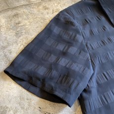 画像6: SHEER CHECK PATTERN DESIGN BLACK COLOR SHIRT / Ladies M (6)