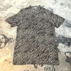 画像1: ZEBRA PATTERN STAND COLLAR SHEER S/S SHIRT / Mens M (1)