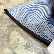 画像7: BLUE STRIPE LINE STITCH STAND COLLAR S/S SILK SHIRT / Mens L (7)