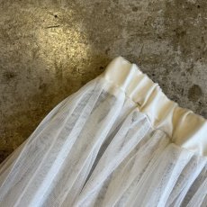 画像7: WHITE COLOR FLARE DESIGN TULLE SHEER SKIRT / W25~W35 (7)