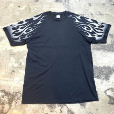 画像1: FLAME PATTERN PRINTED RAGLAN S/S TEE / Mens L / MADE IN USA (1)