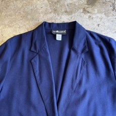 画像9: NAVY COLOR DOUBLE POCKET DESIGN TAILORED JACKET / Ladies M(12) (9)