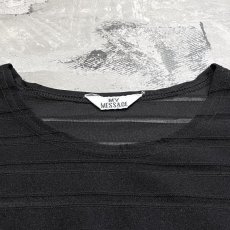 画像10: BLACK COLOR SHEER BORDER PATTERN S/S TEE / Mens L (10)