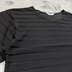 画像3: BLACK COLOR SHEER BORDER PATTERN S/S TEE / Mens L (3)