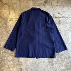 画像2: NAVY COLOR DOUBLE POCKET DESIGN TAILORED JACKET / Ladies M(12) (2)