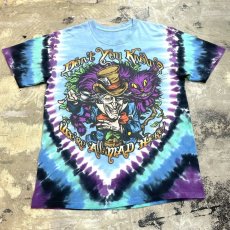 画像1: "ALICE IN WONDERLAND" PRINTED TIE DYE PATTERN S/S TEE / Mens L (1)