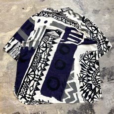 画像2: ALL OVER GRAPHIC PATTERN OPEN COLLAR S/S SHIRT / Mens M (2)