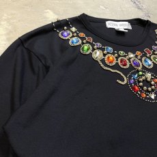 画像3: 80~90's NECKLACE MOTIF STONE DECORATIVE S/S TEE / Mens M (3)