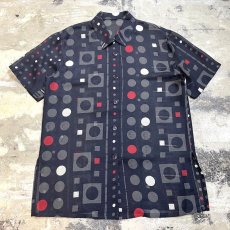 画像1: ALL OVER GRAPHIC PATTERN S/S SHEER SHIRT / Mens M (1)