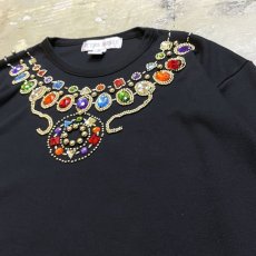 画像4: 80~90's NECKLACE MOTIF STONE DECORATIVE S/S TEE / Mens M (4)