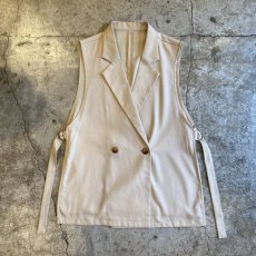 画像1: SIDE SLIT BELT DESIGN DOUBLE VEST / Ladies L (1)