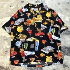 画像1: ALL OVER COCKTAIL PATTERN OPEN COLLAR S/S SHIRT / Mens XL (1)