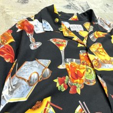 画像3: ALL OVER COCKTAIL PATTERN OPEN COLLAR S/S SHIRT / Mens XL (3)