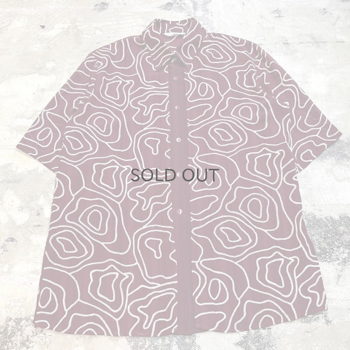 画像1: ALL OVER PATTERN FRONT LAYERED S/S SHIRT / Mens L (1)