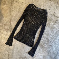 画像4: BLACK COLOR FLARE DESIGN SLEEVE MESH TOPS / Ladies M (4)