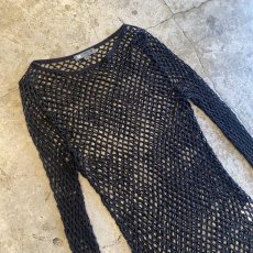 画像3: BLACK COLOR FLARE DESIGN SLEEVE MESH TOPS / Ladies M (3)