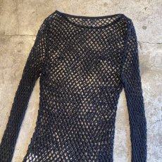 画像10: BLACK COLOR FLARE DESIGN SLEEVE MESH TOPS / Ladies M (10)