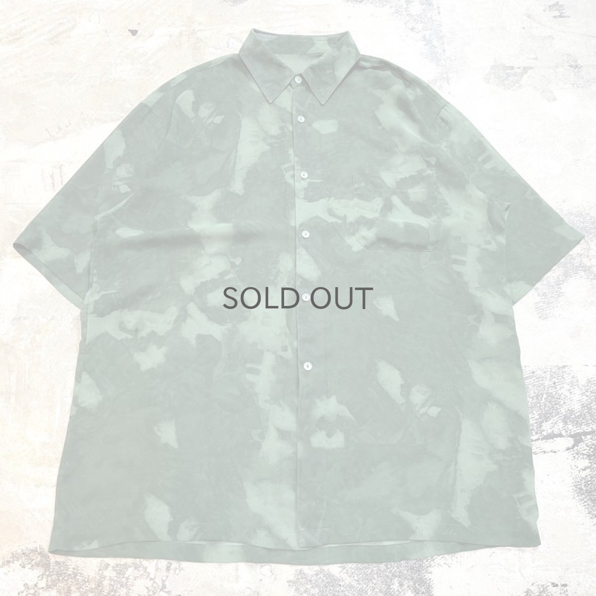 画像1: TIE DYE PATTERN GREEN COLOR S/S SHIRT / Mens L (1)