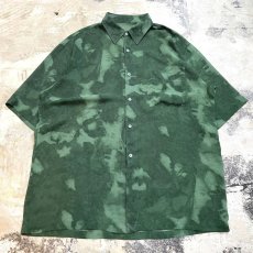 画像1: TIE DYE PATTERN GREEN COLOR S/S SHIRT / Mens L (1)