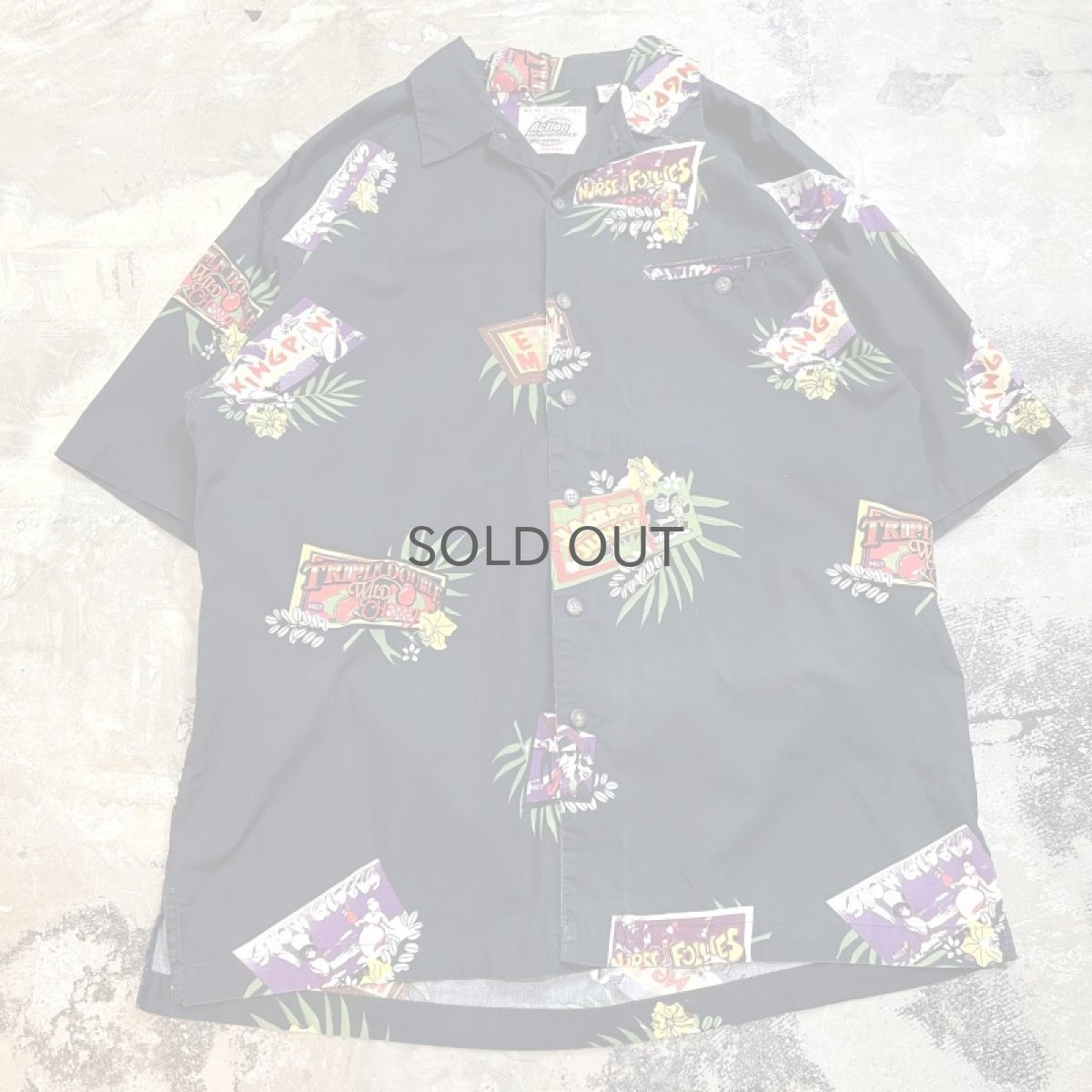 画像1: ALL OVER GRAPHIC PATTERN OPEN COLLAR S/S SHIRT / Mens M(L) (1)