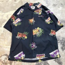 画像1: ALL OVER GRAPHIC PATTERN OPEN COLLAR S/S SHIRT / Mens M(L) (1)