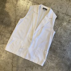 画像4: WHITE COLOR DESIGN POCKET OVER VEST / Ladies L (4)