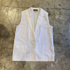 画像1: WHITE COLOR DESIGN POCKET OVER VEST / Ladies L (1)