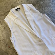 画像3: WHITE COLOR DESIGN POCKET OVER VEST / Ladies L (3)