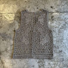 画像2: MONOCHROME REEF PATTERN CROCHET DESIGN  VEST / Ladies M (2)