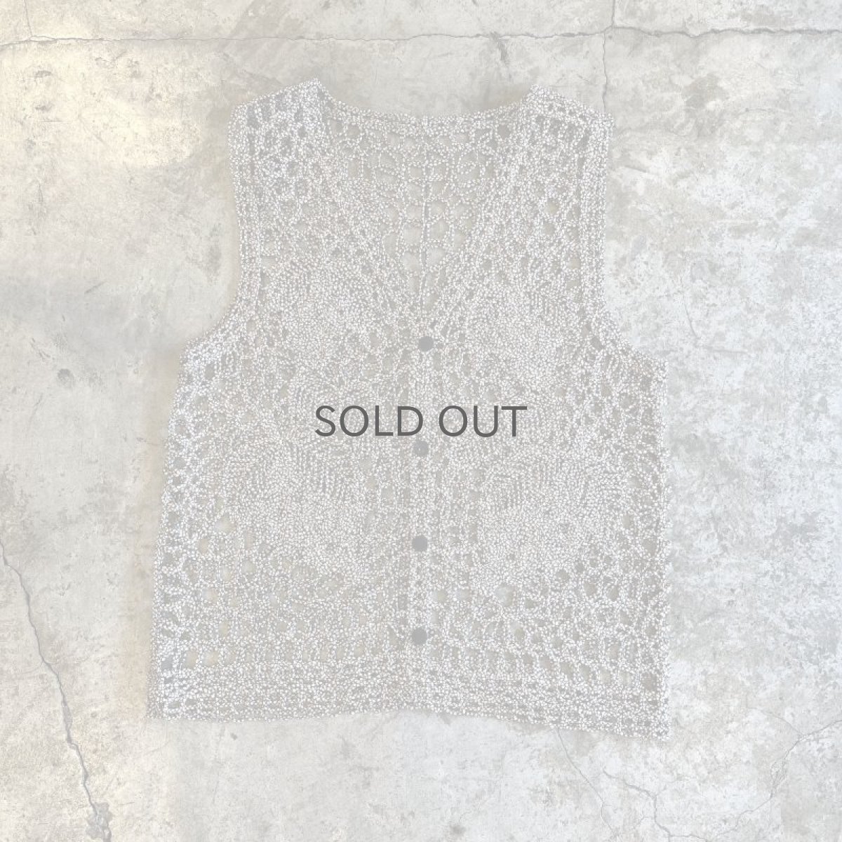 画像1: MONOCHROME REEF PATTERN CROCHET DESIGN  VEST / Ladies M (1)