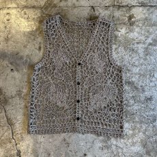 画像1: MONOCHROME REEF PATTERN CROCHET DESIGN  VEST / Ladies M (1)