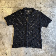 画像2: ALL OVER FLOWER PATTERN CROCHET DESIGN S/S SHIRT / Ladies M (2)