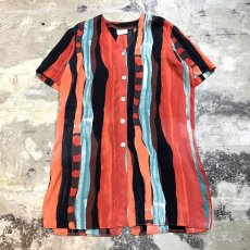 画像1: ARTISTHIC STRIPE PATTERN NO COLLAR S/S SHIRT / Mens L (1)