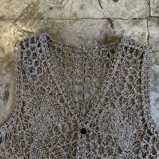 画像6: MONOCHROME REEF PATTERN CROCHET DESIGN  VEST / Ladies M (6)