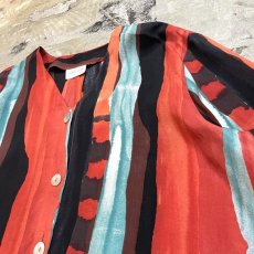 画像4: ARTISTHIC STRIPE PATTERN NO COLLAR S/S SHIRT / Mens L (4)