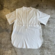 画像1: WHITE COLOR STANDING COLLAR DESIGN SAILOR S/S TOPS / Ladies M (1)