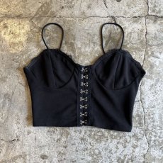 画像1: BLACK COLOR FRONT HOOK DESIGN BUSTIER / Ladies S(37)  (1)