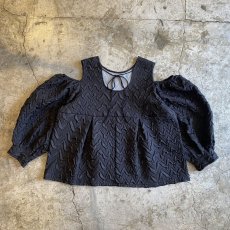 画像2: SHOULDER OFF BLACK COLOR DESIGN L/S TOPS / Ladies M (2)