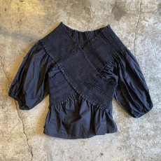 画像1: STRETCH CROSS DESIGN BLACK COLOR TOPS / Ladies M (1)