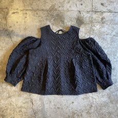 画像1: SHOULDER OFF BLACK COLOR DESIGN L/S TOPS / Ladies M (1)