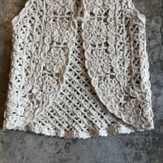 画像8: IVORY COLOR FLOWER PATTERN CROCHET DESIGN VEST / Ladies S (8)