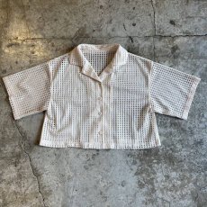 画像1: MESH PATTERN SHORT DESIGN S/S SHIRT / Ladies M (1)