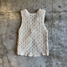 画像2: IVORY COLOR FLOWER PATTERN CROCHET DESIGN VEST / Ladies S (2)