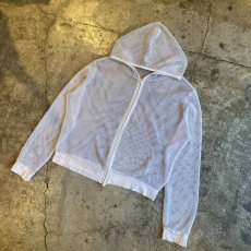 画像2: WHITE COLOR MESH DESIGN ZIP UP HOODIE / Ladies M (2)