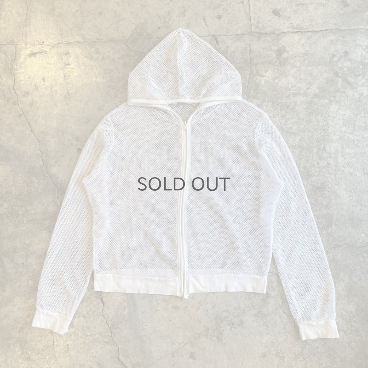 画像1: WHITE COLOR MESH DESIGN ZIP UP HOODIE / Ladies M (1)