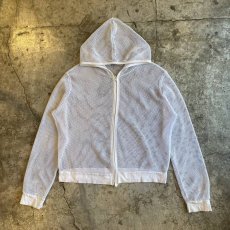 画像1: WHITE COLOR MESH DESIGN ZIP UP HOODIE / Ladies M (1)